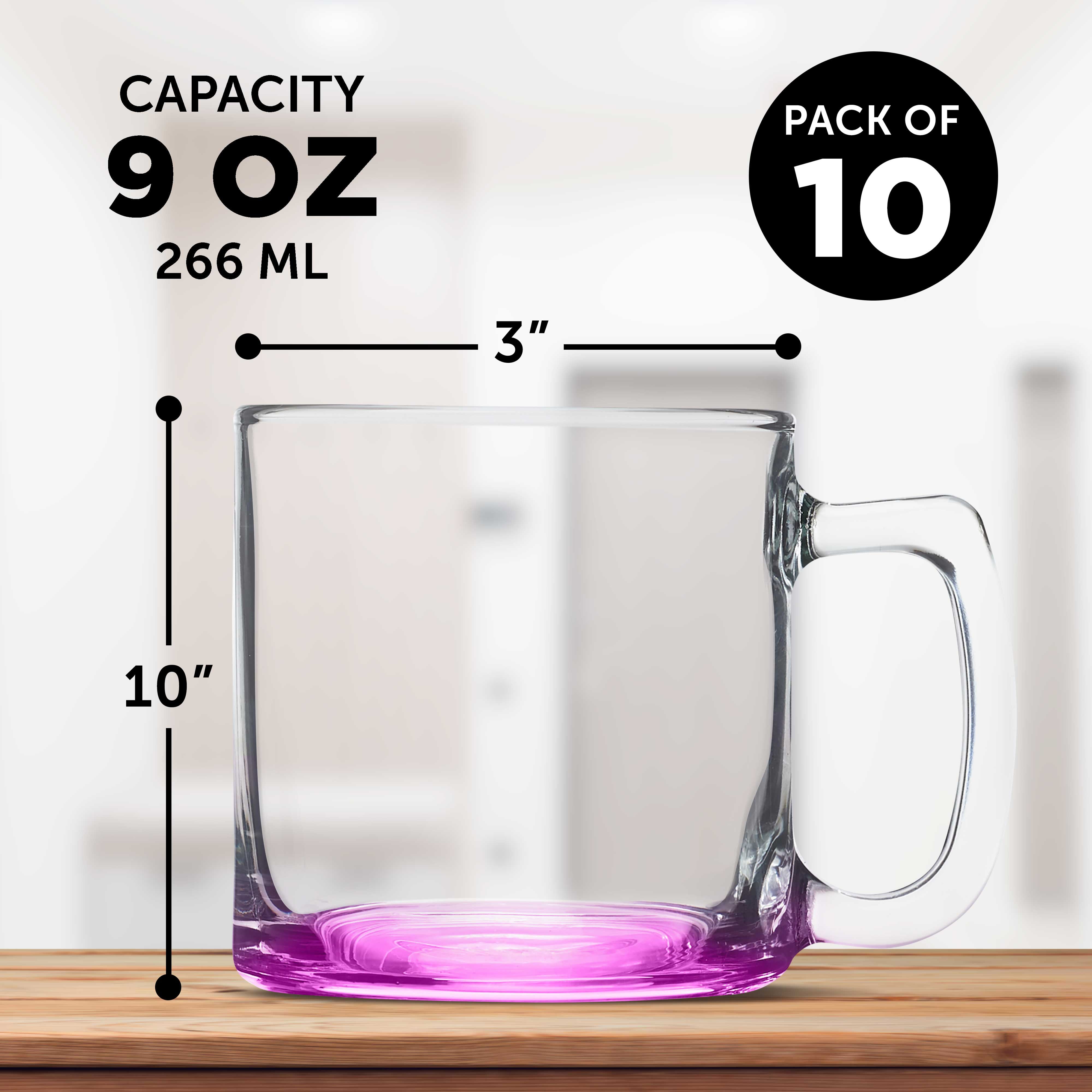 Small Glass Coffee Mugs 9 oz. Set of 10, Bulk Pack - Perfect for Coffee,  Tea, Espresso, Hot Cocoa, Other Beverages - Pink - Walmart.com