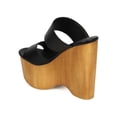 thumbnail image 3 of Wild Diva EF90 Women Leatherette Peep Toe Wooden Slip On Wedge, 3 of 5
