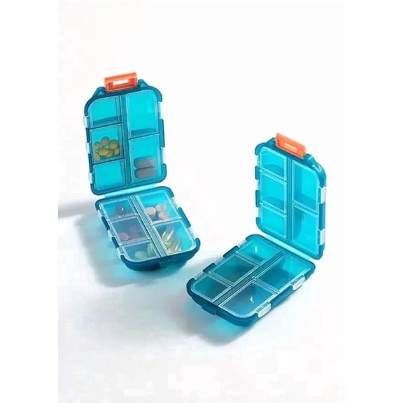 Abbex- Portable Medicine Storage Box – 6 Compartment Pill Organizer Travel Case