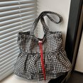 thumbnail image 5 of Fashionable Geometric Print Shoulder Bag Roomy Unisex Canvas Underarm Purse Ruffle Plaids Design for Travel Shopping, 5 of 9