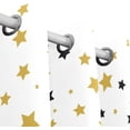 thumbnail image 2 of Coolnut Window Curtain Panels Gold Black Stars On White Grommet Top Room Darkening Thermal Insulated Blackout Window Treatment Drapes 2 Panels W55 x L84 In, 2 of 5