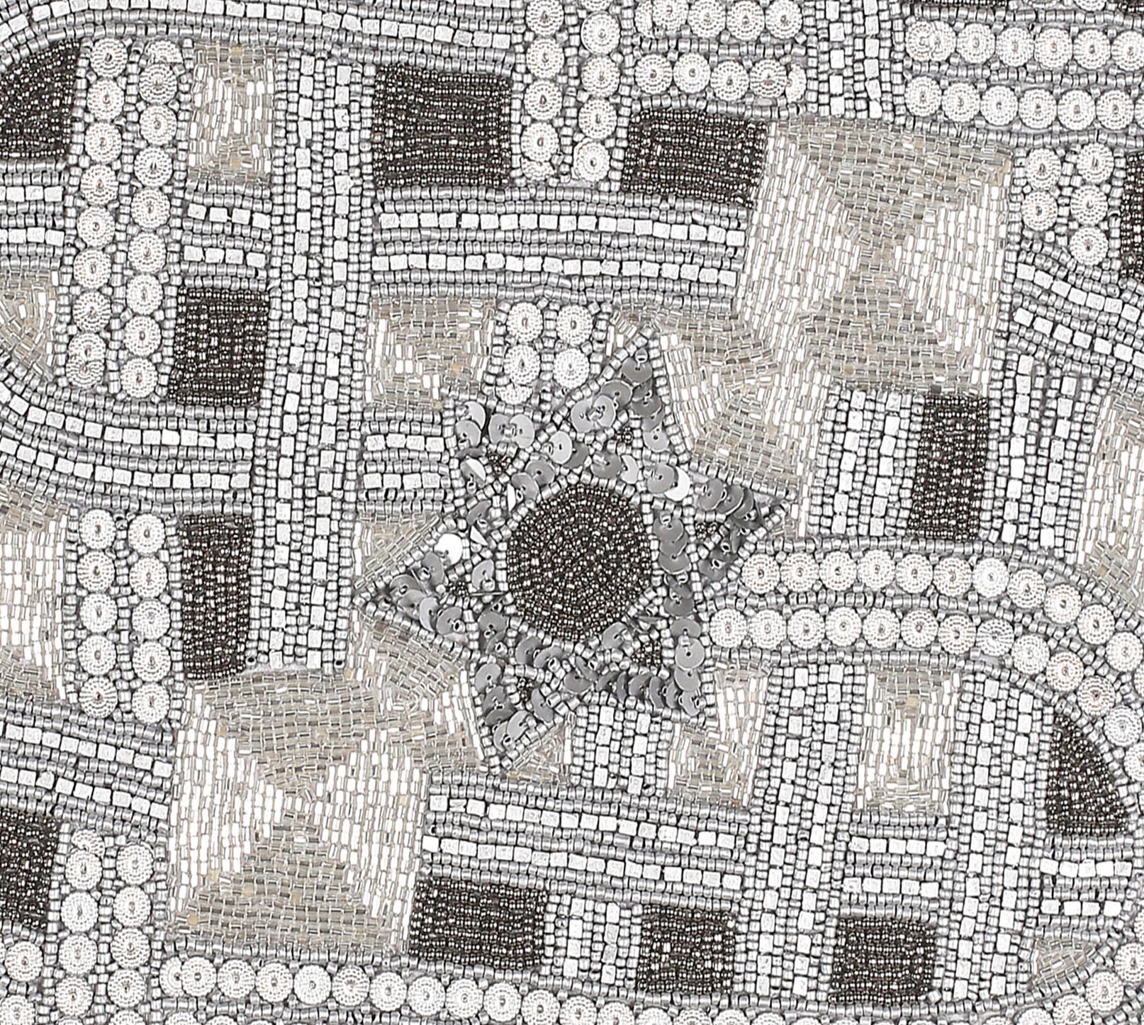 Handmade Floral Decorative Glass Beaded Table Runner for Table Decor - Grey & Silver (36x13in)