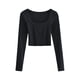 thumbnail image 3 of Txlixc Blusa de corte de punto sólido de manga corta, manga larga y cuello redondo profundo para mujeres fiesta de ocio callejero blusa de primavera y otoño callejero Txlixc moda, 3 of 4