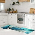 thumbnail image 6 of Teal Kitchen Mat Turquoise and Grey Kitchen Rugs and Mats Non Skid Washable 17"X48"+17"X24" Set of 2 Abstract Art Kitchen Floor Rugs Mats for Kitchen Dining Floor Home Office Sink Laundry, 6 of 6