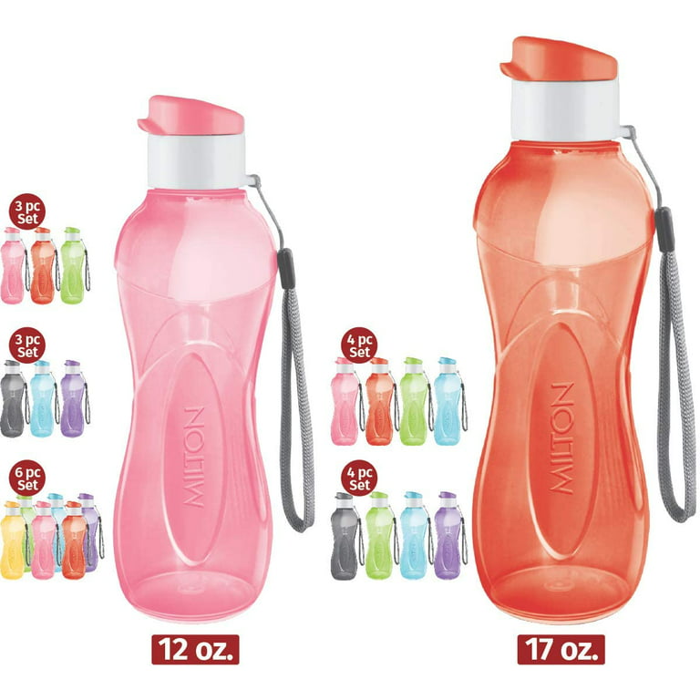 Milton, Water Bottle Kids Reusable Leakproof 12 oz Plastic - Set of 6 