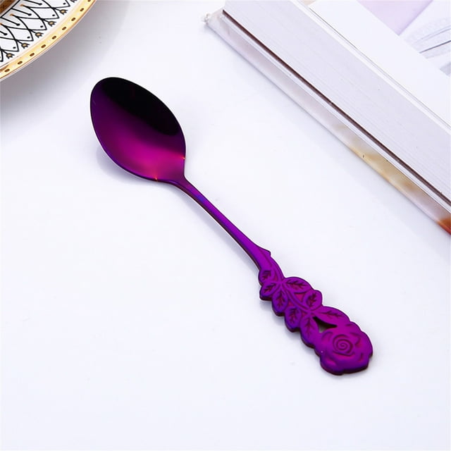 LSLJS Stainless Steel Rose Spoon Coffee Stirring Spoon Dessert Spoon Couple Spoon, Coffee Spoon