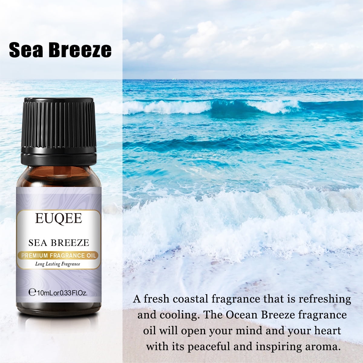 Euqee 6pcs Holiday Island Fragrance Oil Set 10ml Sea Breeze Aroma