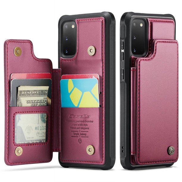 Funda para Samsung Galaxy S20 con tarjetero, funda tipo cartera para hombre y mujer con bloqueo RFID, funda de piel resistente con cierre magnético y función atril, a prueba de golpes