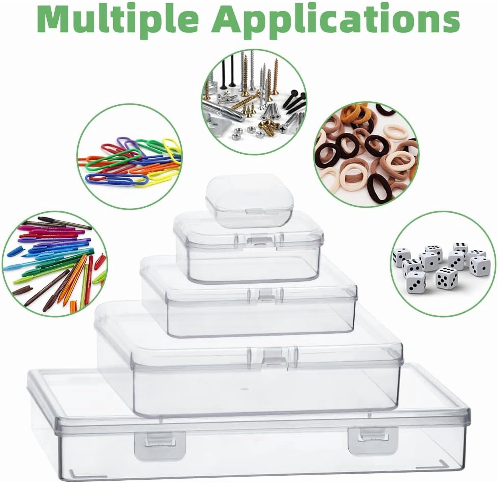 36Pcs Mixed Sizes Plastic Rectangular Small Storage Containers Clear Empty Mini Organizer with Hinged Lid for Small Tiny Items, Beads Boxes for Art Craft Jewelry Projects