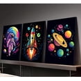 thumbnail image 2 of Nursery Astronaut Canvas Wall Art Abstract Colorful Galaxy Spaceman Paintings Pictures Wall Decor Planets Cosmos Rocket Posters Prints Artwork for Boys Room Kids Room Classroom Home Decoration., 2 of 6