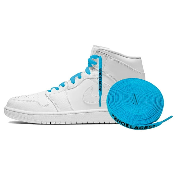 Proof Culture | Compatible with Jordan 1-8 Laces | Off White "SHOELACES" Shoe Laces Replacement for Jordan Laces and Air Force Laces - Sky Blue Black Text 63" inches (160 cm)