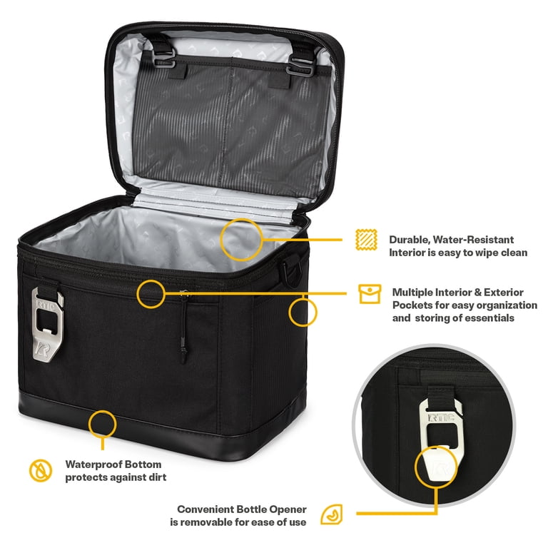 RTIC, Soft Cooler, 16 qt, Holds 15 cans, Collapsible, Black