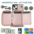 thumbnail image 3 of iPhone 13 Pro Max Wallet Case with Crossbody Strap, Dteck Zipper Pocket Purse Phone Case with RFID Blocking Card Holder Compatible with iPhone 13 Pro Max, Rosegold, 3 of 10
