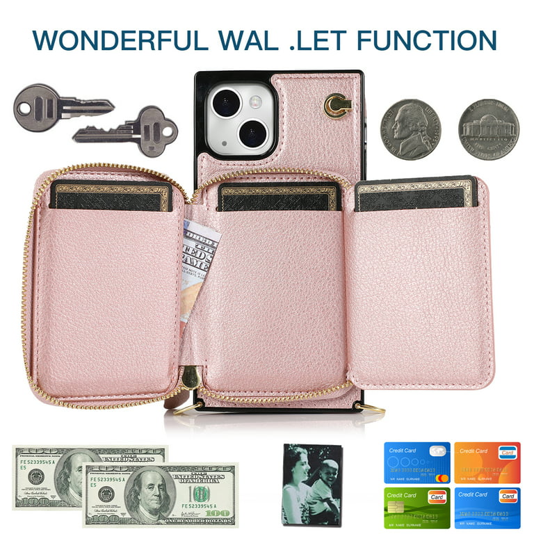  Wonderpool Leather ID Badge Holder with Zipper Wallet
