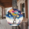 thumbnail image 3 of Happy New Year with Boston Terrier Fireworks Holiday Xmas Winter 2025 Round Wood Sign Gentleman Dog Lover Gifts Hanging Wall Home Decor - 00025, 3 of 5