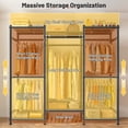 thumbnail image 4 of Exenoray 66.5" Heavy Duty Metal Closet Organizer, 650lbs Capacity Freestanding Wardrobe with 5 Hanging Rods, Adjustable Shelves & Anti-Tip Kit, Black, 4 of 8