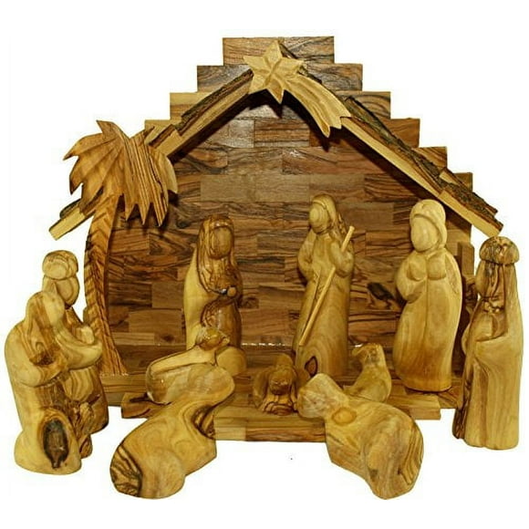 Marché de Terre Sainte Ensemble de Nativité en Bois d'Olivier - Style Moderne