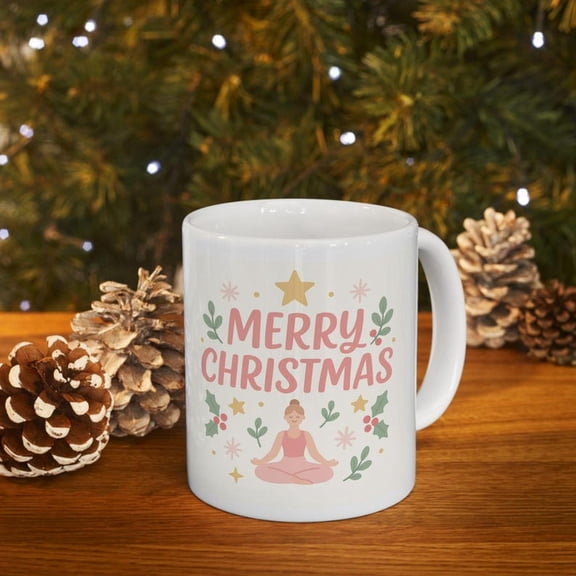 Merry CH1Ristmas Floral Wreath Mug Ceramic Coffee Cup