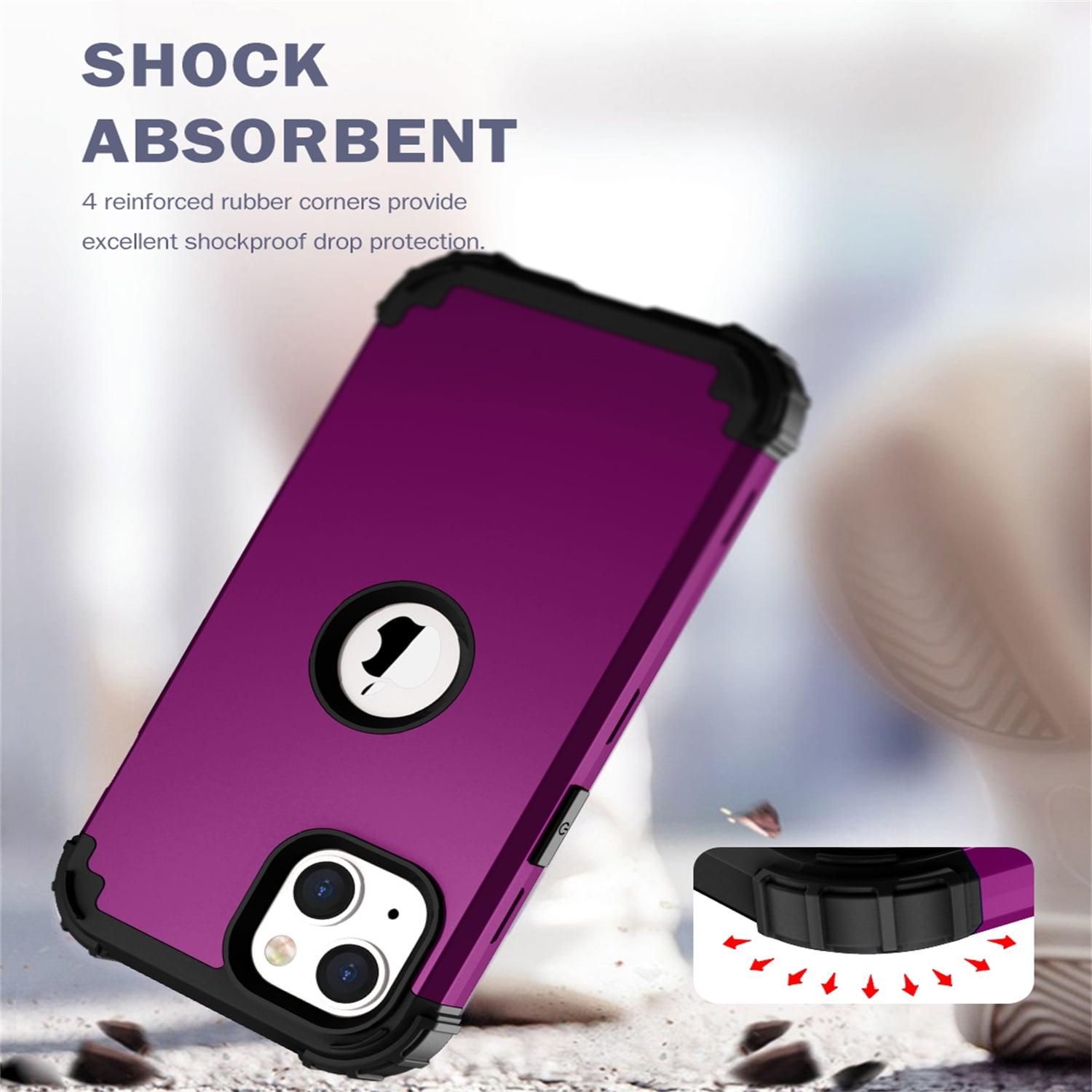 iPhone 14 Plus Case 6.7 inch 2022, Allytech Heavy Duty Hybrid Hard PC Back + Soft TPU Inner + Front PC Frame Drop Protection Case for iPhone 14 Plus 5G, Purple