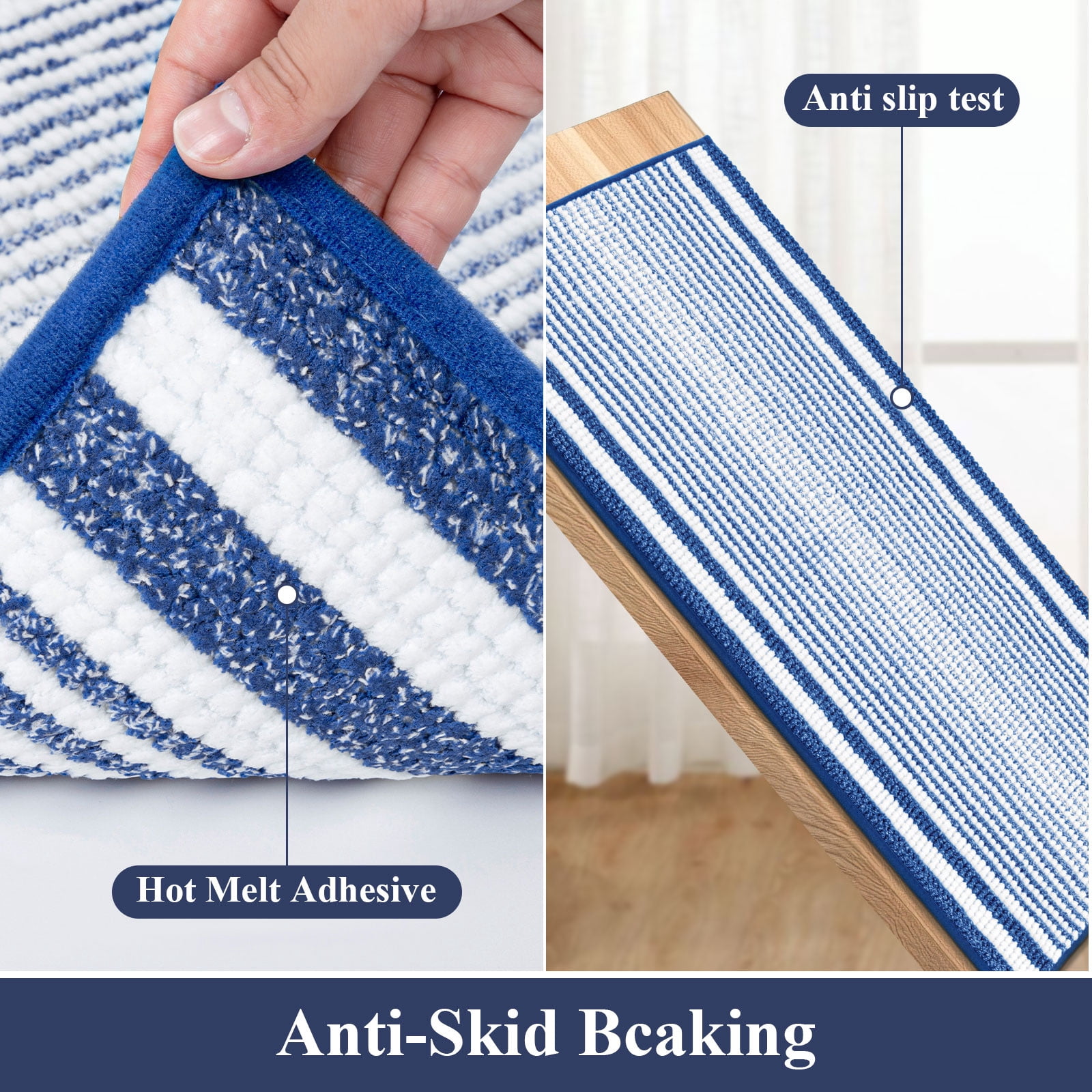 Ileading Chenille Bathroom Rugs Sets 4 Piece, Super Absorbent Non Slip Washable Bath Mat and U-Shaped Contour Toilet Rug Set for Tub Shower Floor Carpet