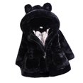 thumbnail image 1 of Abrigo con capucha de piel sintética esponjosa para niñas, chaqueta gruesa de forro polar, prendas de vestir, 1 of 3