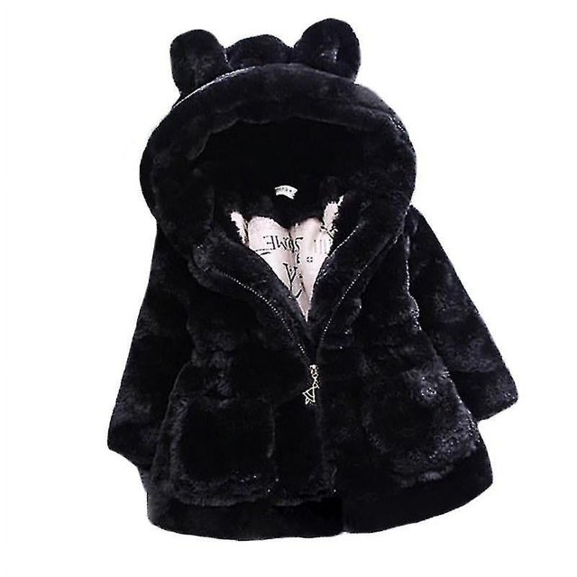 Abrigo con capucha de piel sintética esponjosa para niñas, chaqueta gruesa de forro polar, prendas de vestir