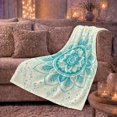 thumbnail image 6 of Teal Lotus Mandala on White, Peaceful Boho Style for Flower Lovers, Aqua Petal Medallion Pattern and Mother's Day Gift, Cozy Flannel Blanket for Sunroom and Reading Nook, Coastal Home Decor, 6 of 9