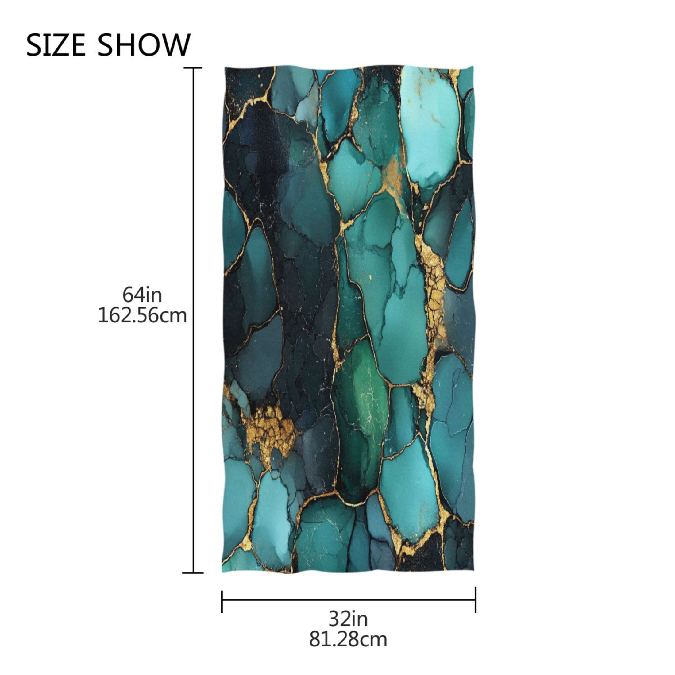 Qxltty Gild Dark Green Marbles Extra Large Bath Towel 32"x64" Super Soft Highly Absorbent Quick Dry Shower Towel for Hotel Bathroom Guest Spa Gym