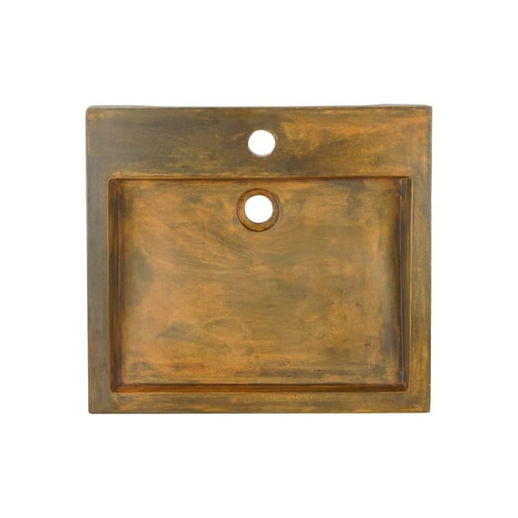 Rectangle Concrete Bathroom Sink - Vintage Brown Above Counter Basin, Single Faucet Hole, Durable Design