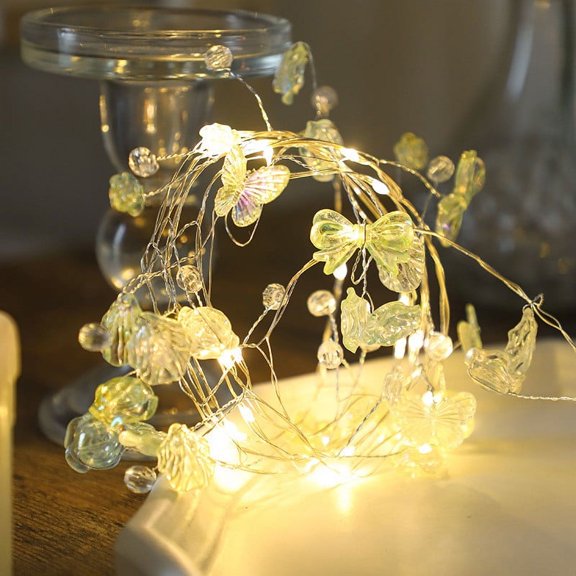 PATLOLLAV Butterfly Copper Wire Christmas String Lights ,79inch 20 LED Ornaments Christmas Decorations String Lights New Year Lights for Christmas, Holiday, Party, Home