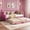 Pink, variant on Tzou Twin Size Metal Daybed with Pull-Out Trundle, 450 lbs Capacity Sofa Bed Frame, Textured Black Finish, No Box Spring, Classic Headboard for Guest Room, Living Room, Office