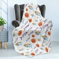thumbnail image 4 of Fish Soft Flannel Fleece Blanket, Underwater Life Themed Art with Tropical Goldfish and Mackerel in Pastel Watercolors, Cozy Plush for Indoor and Outdoor Use, 50" x 70", Multicolor, by Ambesonne, 4 of 5