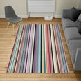 thumbnail image 2 of Abstract Turkish Area Rug, Barcode Lines Like Stripes Vertical Pattern Funky Modern Tile Illustration, Soft Carpet for Living Room Decor with Distressed Look, 5.2' X 7.6', Pale Lavender, by Ambesonne, 2 of 4