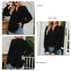 thumbnail image 5 of Camisas de manga larga con cuello en V para mujer, blusas holgadas con diseño de lunares y puños fruncidos a la moda de otoño, Tops negros L, 5 of 6