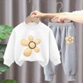 thumbnail image 2 of TOWED22 Infant Toddler Baby Girl Winter Clothes Long Sleeve Bow Shirts with Pants Set 2Pcs Baby Girl Bow Outfits,White,3-4 Y, 2 of 5
