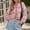 *Pink, variant on ClodeEU Womens Color Block Striped Cropped Open Front Cardigan,Casual Knit Button Down Sweater Jacket White,Womens Plus XL
