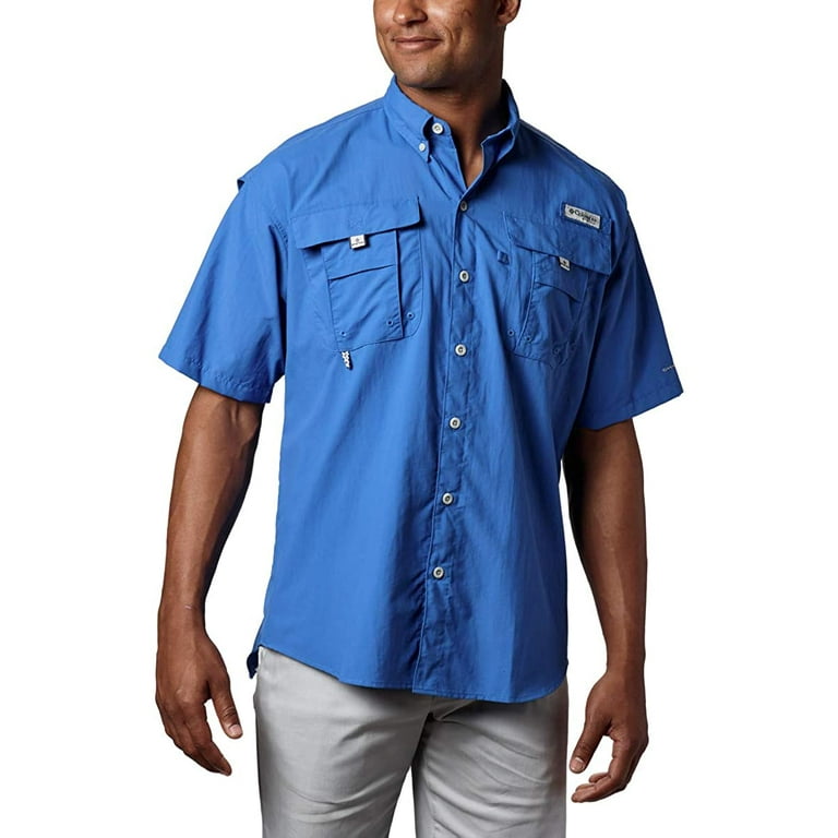 Columbia Mens PFG Bahama II UPF 30 Short Sleeve Fishing Shirt Vivid Blue 2X  