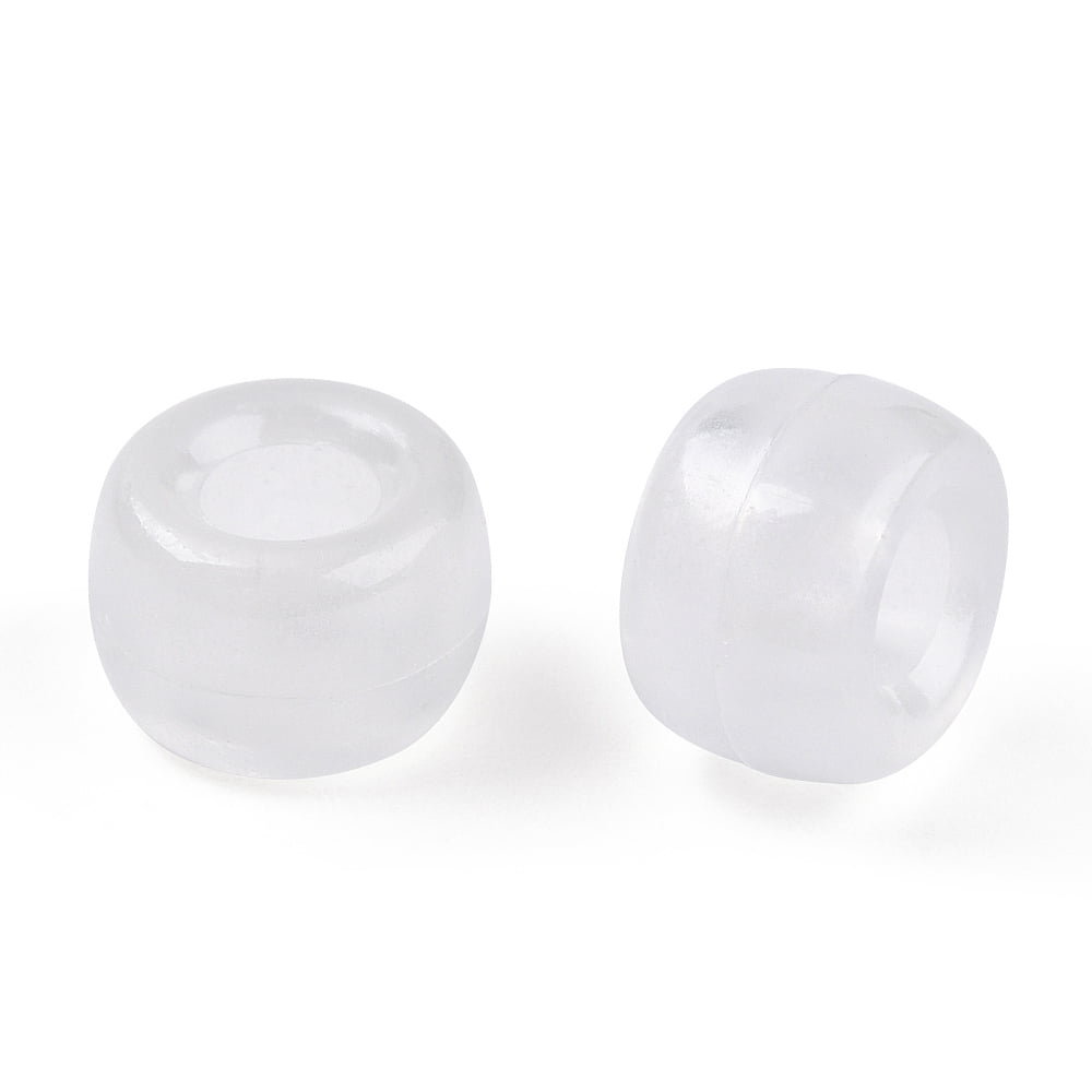 Transparent & Luminous Plastic Beads Frosted Crow Beads Pony Beads Glow in the Dark Barrel White 9x6mm Hole: 3.8mm about 1900pcs/500g