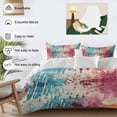 thumbnail image 3 of 3 Piece Teal Pink Orange Duvet Cover Set Full Size,Microfiber Comforter/Quilt Cover with Corner Ties and 2 Pillowcases,Boho Vintage Abstract Splashing Art All Season Soft Bedding with Zipper Closure, 3 of 8