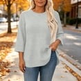 thumbnail image 5 of SuTry Plus Size Women's Sweatshirt Crew Neck 3/4 Sleeve Quilted Pullover with Curved Hem for Casual Fall Days and Cozy Lounging, 5 of 8