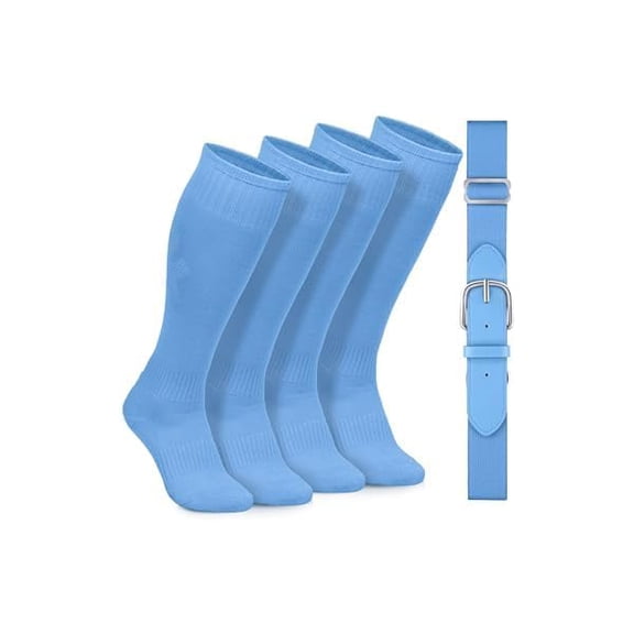 Eryueer2 Pairs Baseball Socks and Belt Cotton Adjustable Youth Baseball Softball Socks Belt for Boys Girls