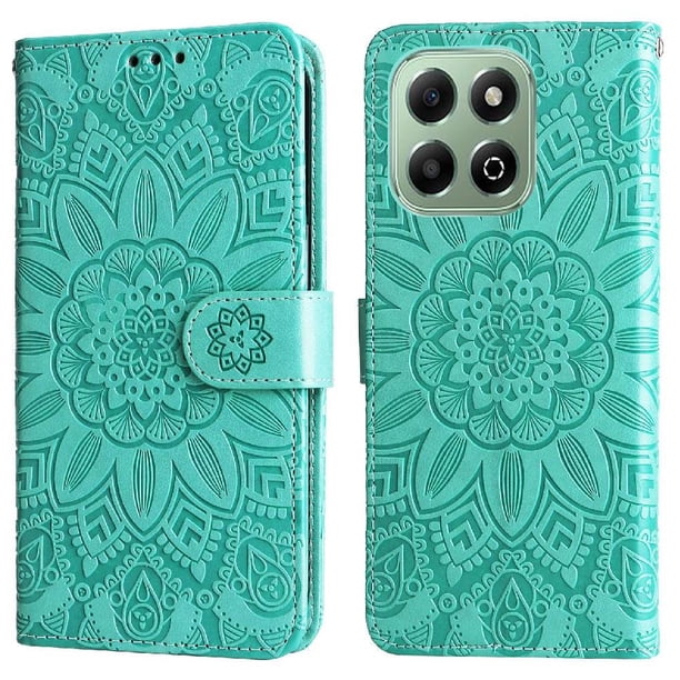 Funda tipo cartera GANGXUN para Honor X6C 4G , diseño girasol, cuero PU, soporte, cierre magnético, tarjetero
