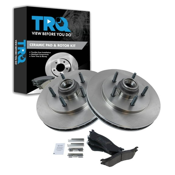 TRQ Front Brake Pad & Rotor Kit Brake Pads Brake Rotor Ceramic Fits Select 1999-2002 Ford Expedition 1998-2002 Lincoln Navigator
