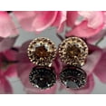 thumbnail image 2 of beryl_creation 4Ctw Round Cut Brown Color Diamond 14K Rose Gold Over Halo Push Back Studs Earrings, 2 of 2
