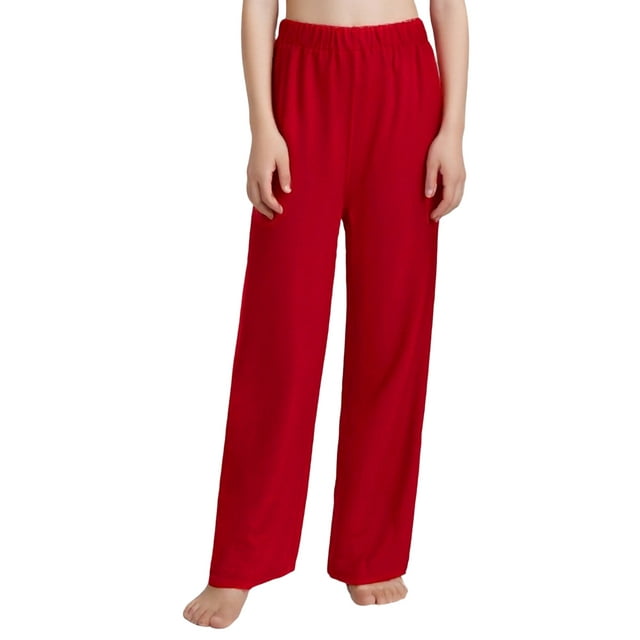 Moggemol Pantalons de Performance Liturgique pour Garçons Pantalons Amples Élastiques de Danse de Louange Rouge 8