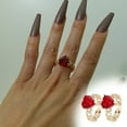 thumbnail image 1 of Exquisito y elegante anillo de corazón con incrustaciones de oro y cobre para mujer, estilo europeo y moderno. Anillo de corazón ajustable y abierto (2 unidades)., 1 of 8