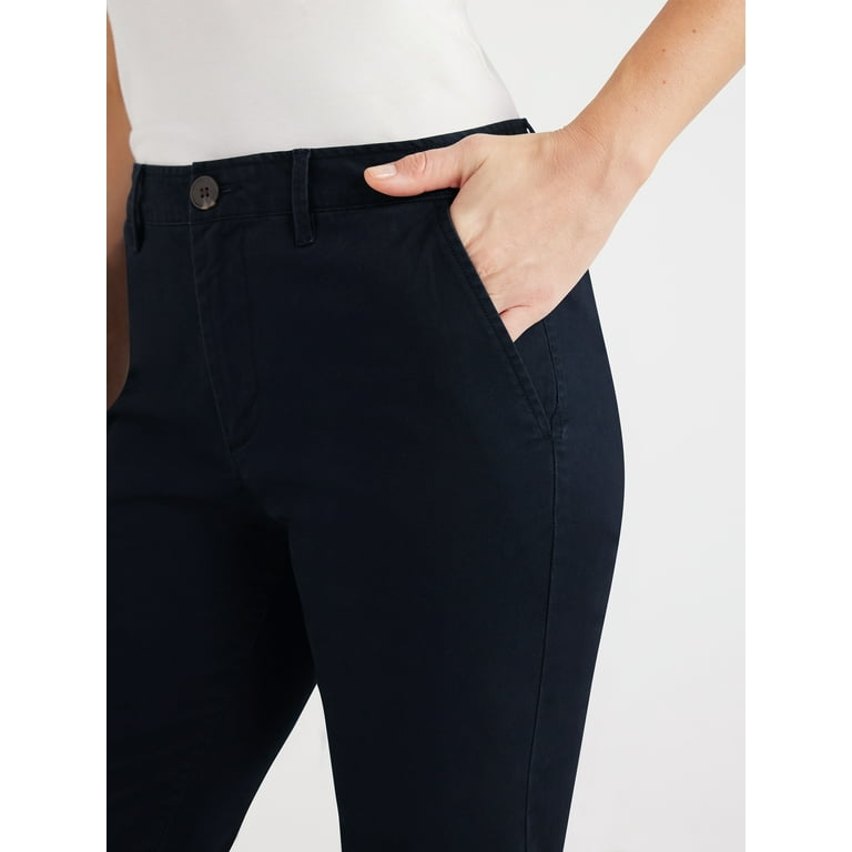 Free Assembly Women's Slim Straight Chino Pants, 25” Inseam, Sizes
