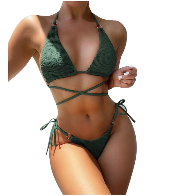 Conjunto de Bikini de vendaje sólido cómodo para mujer, traje de baño con almohadilla de realce, ropa de playa OAVQHLG3B Store lin121212
