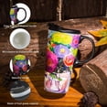 thumbnail image 2 of shiyou-Ceramic Travel Mug Large Coffee Mug with Lid & Handle, Ceramic Latte Mug with Matching Box, Flower, 2 of 4