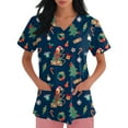 thumbnail image 5 of Garbnen Scrubs for Women Christmas Womens Scrub Tops Print Short Sleeve V Neck Xmas Print Nurses Working Uniforms with Pockets, 5 of 6